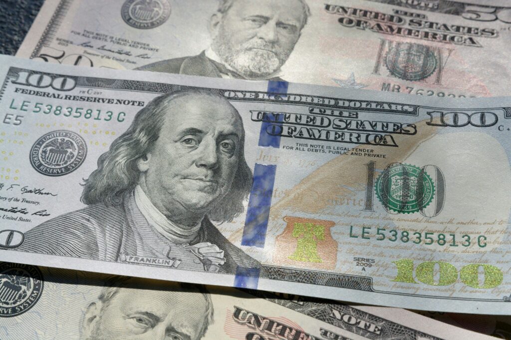 Close up of an American 100 dollar.